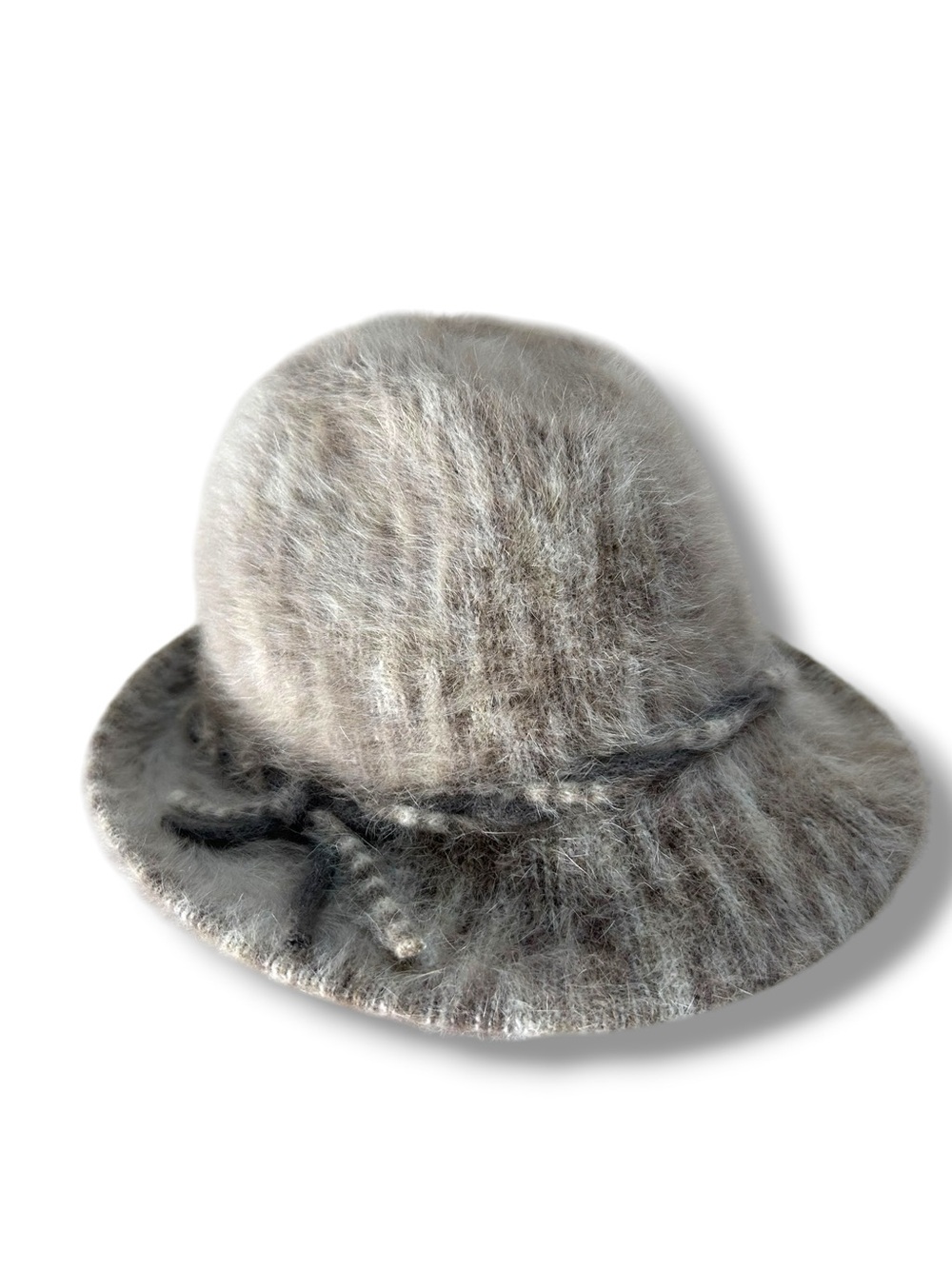 Vintage 60s Kangol Fuzzy Round Bucket Hat Tan Stripe